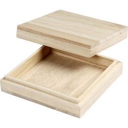Drewniane pudełko z przykrywką - Creativ Company 10x10x3cm - Creativ Company - 1