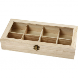 Drewniane pudełko na herbatę z szybką Creative Company - 32x16x6 cm - Creativ Company - 1