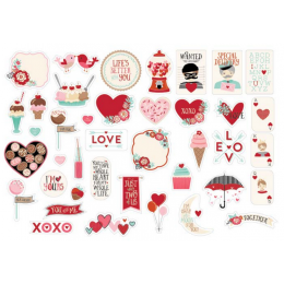Zestaw wyciętych elementów - Valentine 40 szt - American Crafts - 2