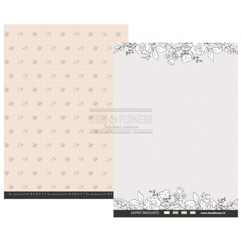 Blok papierów Chou Flowers - ESPRIT BROCANTE A4 - Chou & Flowers - 6