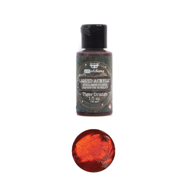 Farba akrylowa Finnabair Art Alchemy - Liquid Acrylic - TIGER ORANGE 30ml - Prima Marketing - 1