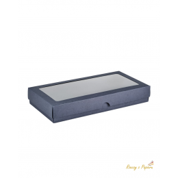 Pudełko z okienkiem, wysokie DL - Rzeczy z Papieru - GRANATOWE 22x11x3,5 cm - Rzeczy z Papieru - 1