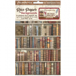 Zestaw papierów ryżowych A6 Stamperia Vintage Library - TŁA 8 szt - Stamperia - 2
