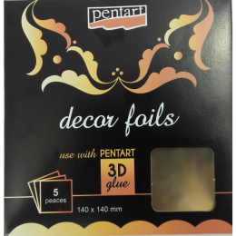 Folia 3D do złoceń Pentart Decor Foils - ZŁOTA 14x14 5 szt. - Pentart - 1