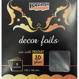 Folia 3D do złoceń Pentart Decor Foils - SREBRNA 14x14 5 szt. - Pentart - 1