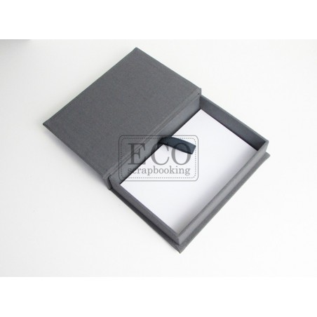 Pudełko płócienne na zdjęcia 10x15 cm - szare - Eco-scrapbooking - 1