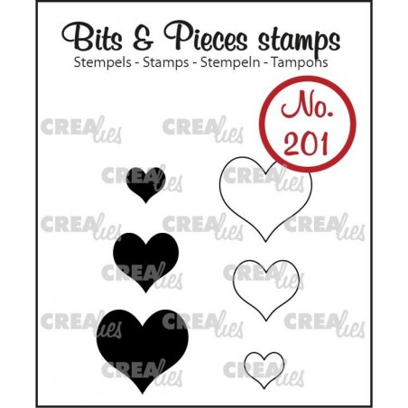 Crealies Clearstamp Bits&Pieces Hearts (solid and - Crealies - 1