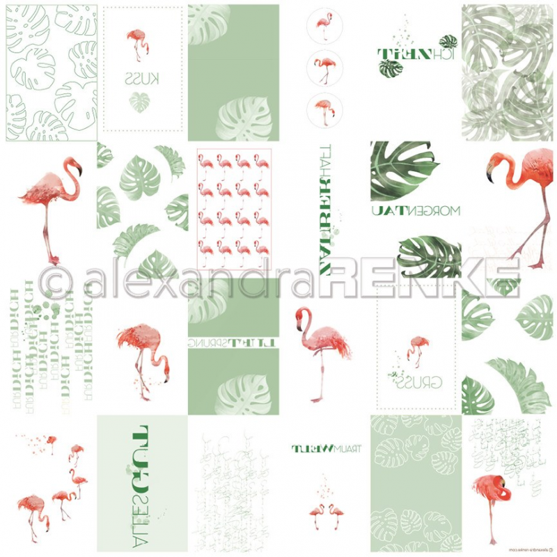 Designpaper 'card sheet flamingo international' - Alexandra Renke - 1