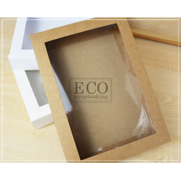 Pudełko 22x15,5x3,5 cm - kraft z okienkiem - Eco-scrapbooking - 1